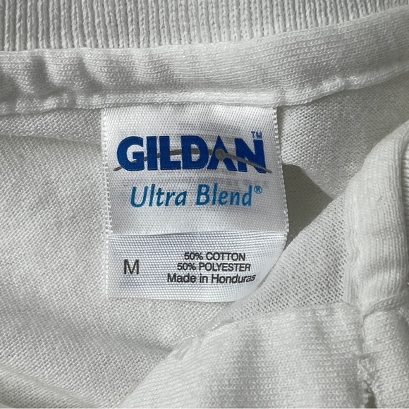 Gildan Polo Mens Medium White Security Patches Navy - Picture 6 of 11